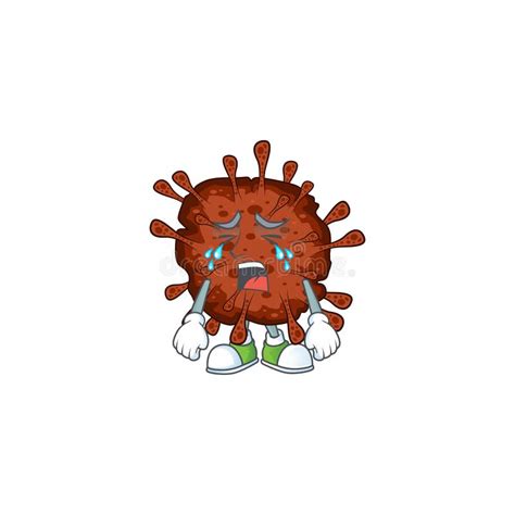 A Crying Face Of Infection Coronavirus Cartoon Character Design Stock