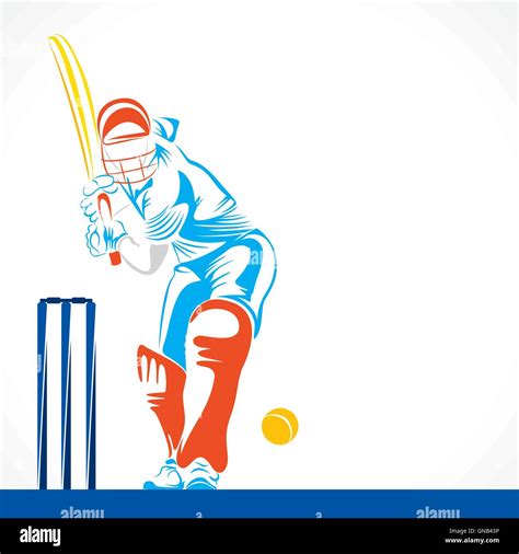 Creative Abstract Cricket Player Design By Brush Stroke Vector Stock