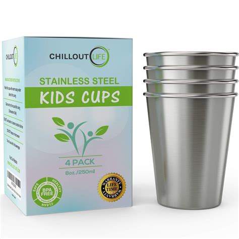 Review Of Stainless Steel Cups For Kids And Toddlers 8 Oz 4 Pack By