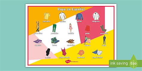 Spanish Clothing Word Mat Teacher Made Twinkl