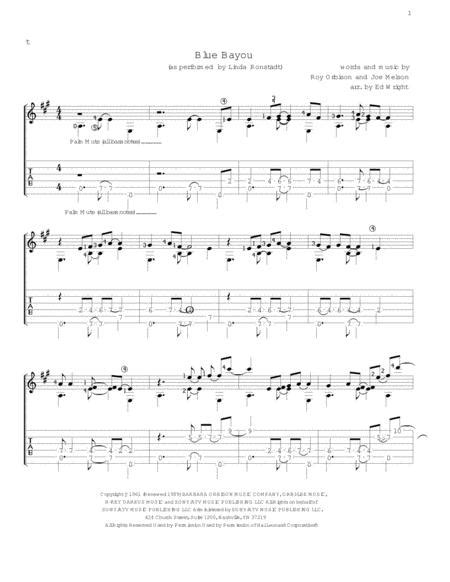 Blue Bayou By Roy Orbison And Joe Melson Digital Sheet Music For