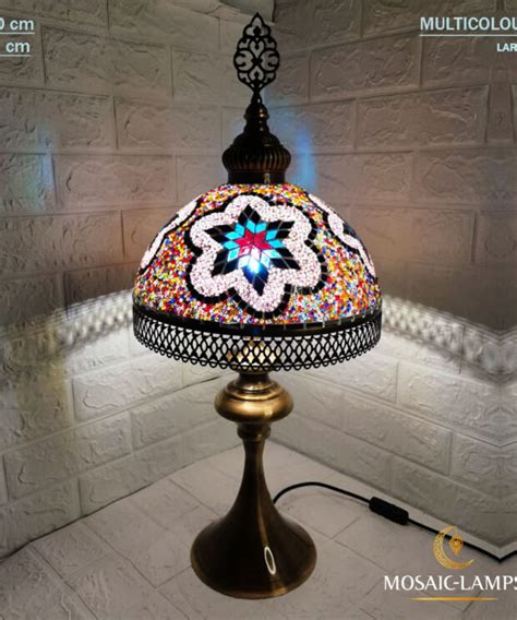 Mozaist Turkish Mosaic Moon Shape Table Lamp Moroccan Vintage