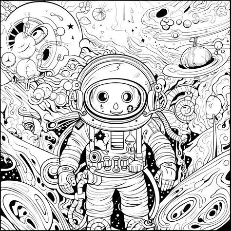Premium Photo Trippy Space Adventure Black And White Coloring Page