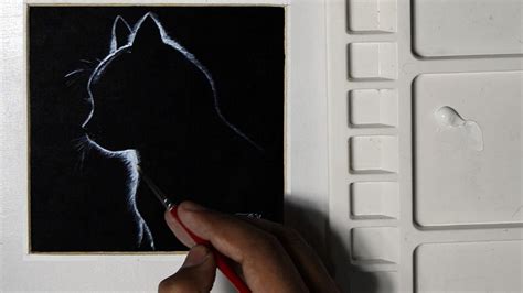 Black And White Cat Painting Easy Painting Tutorial For Beginners