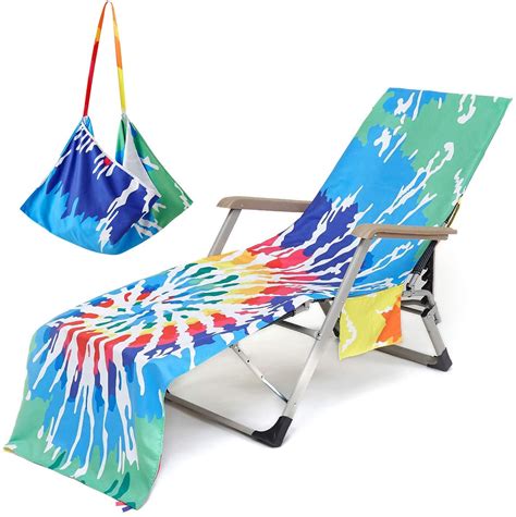 Beach Chair Towel Chaise Lounge Cover With Pockets Pool Chair Towel For