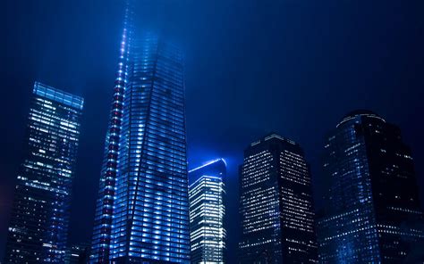 Blue Night Light Over The City Wallpaper Nature And Landscape