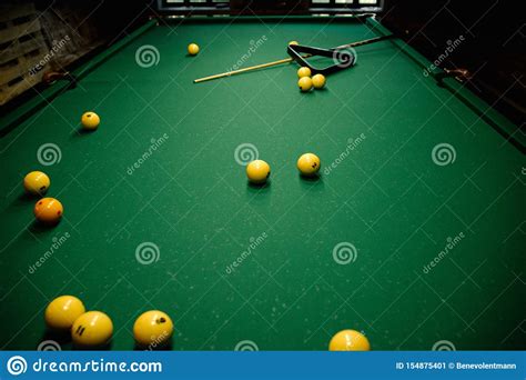 Billiard Table With Billiard Balls Close Upbilliard Balls In A Pool Table Stock Image Image