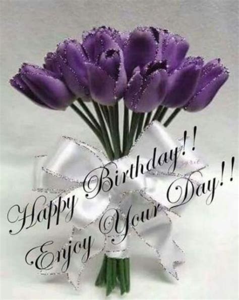 Happy Birthday Purple Flowers Images Willene Salter