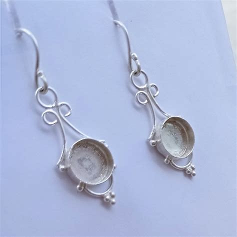 Sterling Silver Dangle And Drop Round Earring Bezel Blanks Etsy