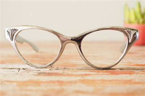 Vintage Eyeglasses Cat Eye Frames Glasses 1960’s All Aluminium By Flair Made In Switzerland