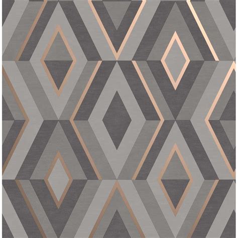 Fine Decor Shard Geometric Wallpaper Fd42607 Charcoalrose Gold
