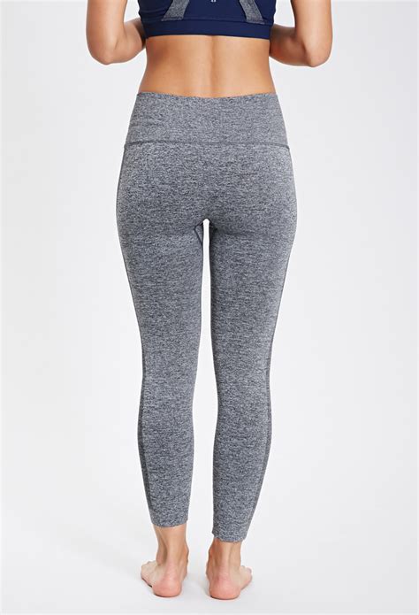 Forever 21 Active Heathered Seamless Workout Leggings In Gray Lyst