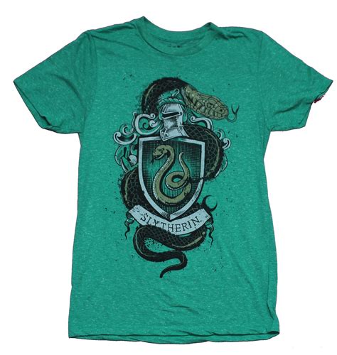 Harry Potter Mens T Shirt Slytherin Snake Armor Crest Logo