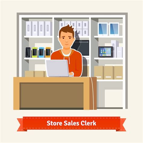 Free Vector Sales Clerk Working With Customers