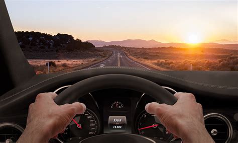 Driving At Sunset View From The Driver Angle While Rideshare