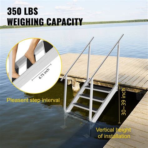 Vevor Boat Ladder 4 Step Aluminum Dock Ladder With Wide Step