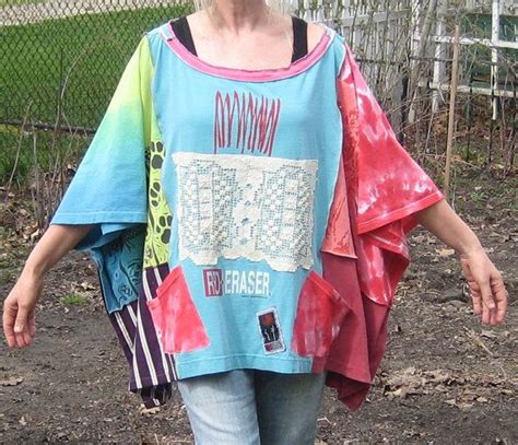 Upcycled Tshirt Poncho Upcycled Clothing Recycled By Anikadesigns