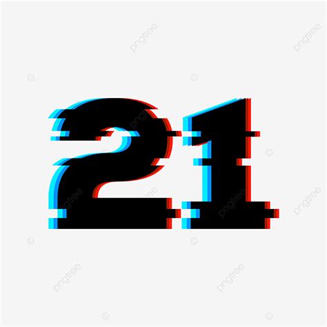 Number 21 Clipart Transparent Background Glitch Numbers 21 Vector On