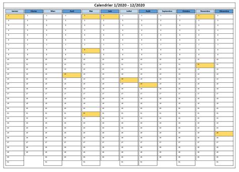 Calendrier 2020 Excel Modifiable Et Gratuit Excel
