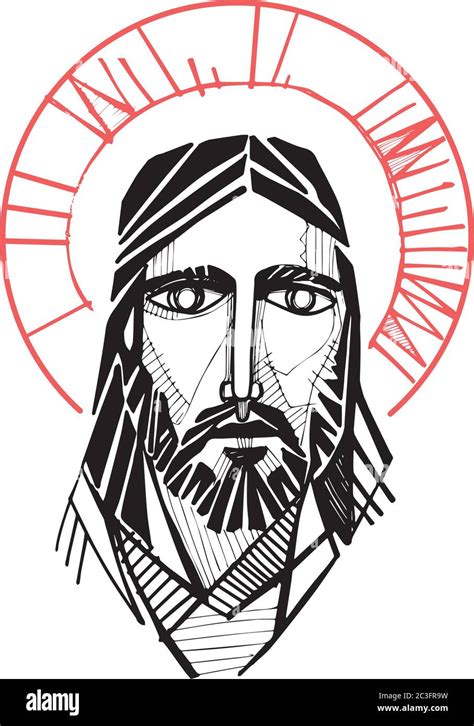 Hand Drawn Vector Illustration Or Artistic Drawing Of Jesus Christ Face