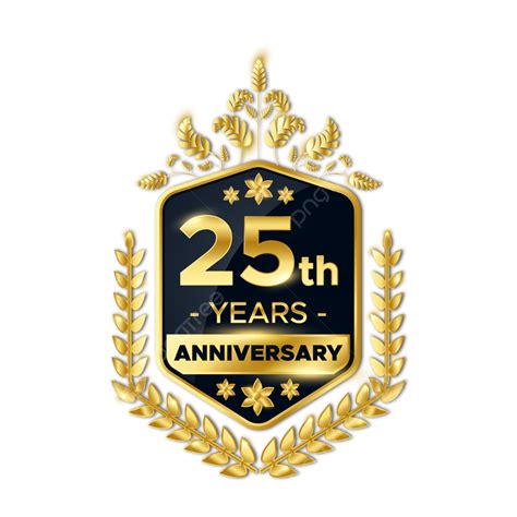 25ta Rocznica Złota Odznaka Godła Logo Celebracja Ikona 25 Rocznicę