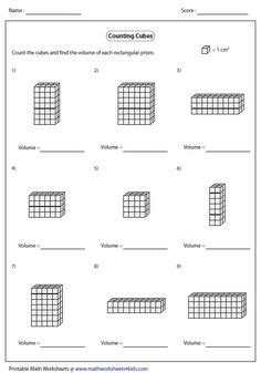 New math worksheets volume rectangular prism