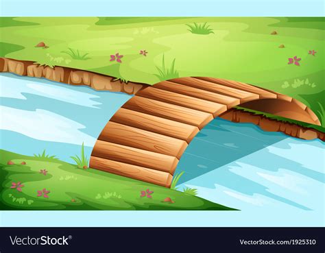 A Wooden Bridge At River Royalty Free Vector Image