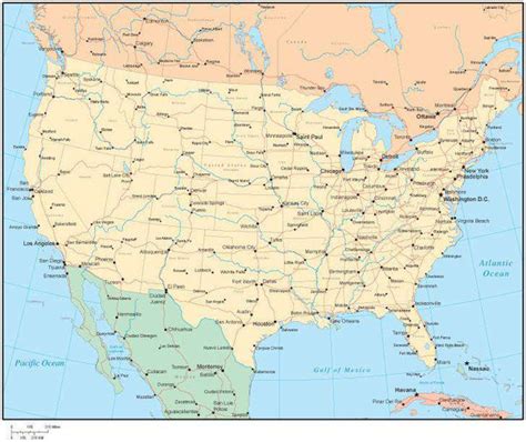 Multi Color United States Map With States And Canadian Provinces Map