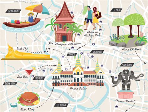 Illustrated Tourist Map Of Bangkok Bek Cruddace Illustration