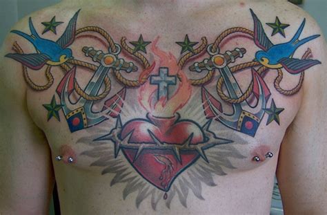 Cheap Tattoo Design T Shirts Sacred Heart Chest Tattoo