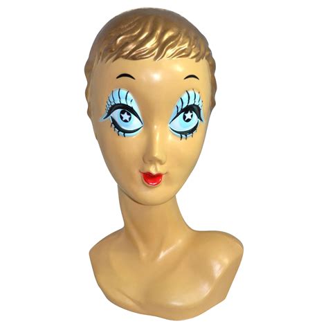 1960s Starry Blue Eyed Gold Hair Twiggy Biba Mannequin Display From