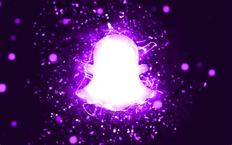 Download Wallpapers Snapchat Violet Logo 4k Violet Neon Lights