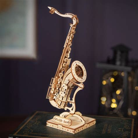 Rolife Saxophone Wooden Model Kit Hobbies
