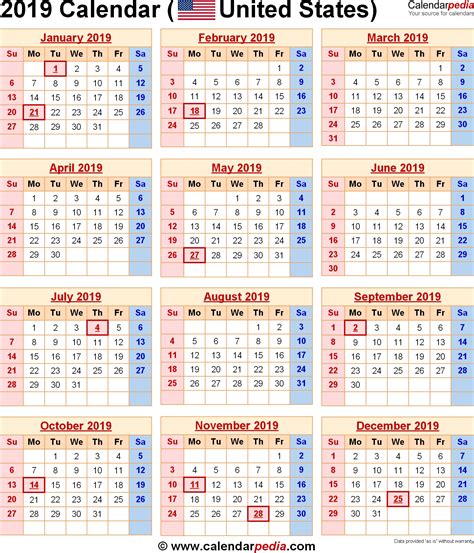2019 Calendar Usa Qualads