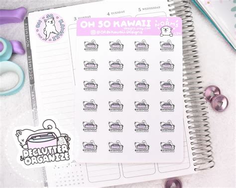 Kawaii Planner Stickers Kawaii Stickers For Planner Organize Etsy