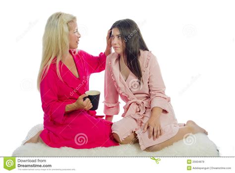 Mother And Teenage Daughter Talking Stock Image Image Of White Blond