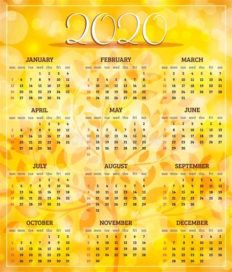 Calendario Vectorial 2021 Año Con Flores De Poinsettia La Semana Comienza El Domingo Ilustración