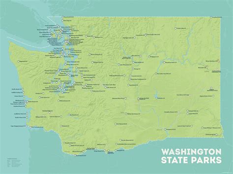 Washington State Parks Map 18x24 Poster Best Maps Ever