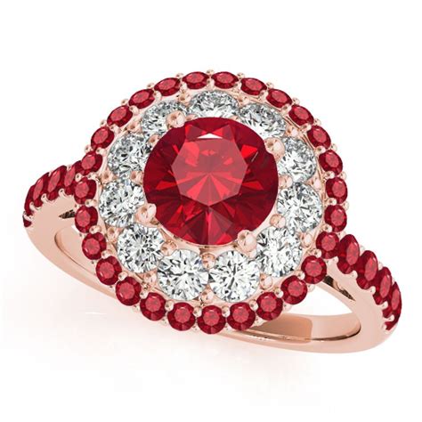 Maulijewels 190 Ct Halo Created Ruby Diamond Engagementwedding Ring