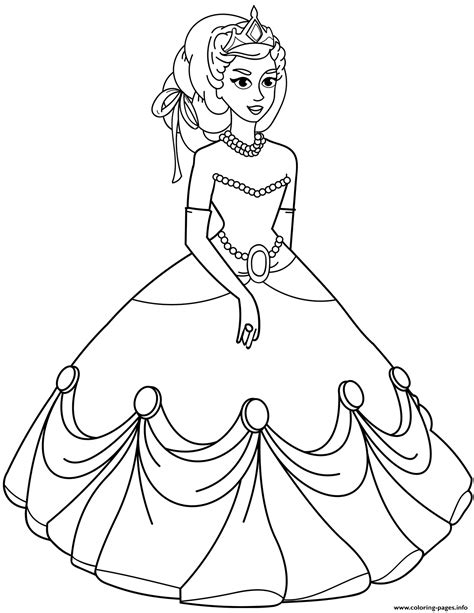princess  ball gown dress coloring pages printable