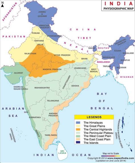 Physiographic Map Of India India Map Geography Map Map