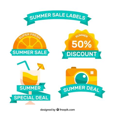 Free Vector Summer Discount Stickers Pack