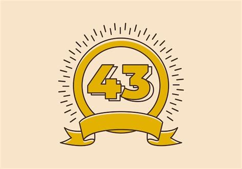 Insignia De Círculo Amarillo Vintage Con El Número 43 En él Vector