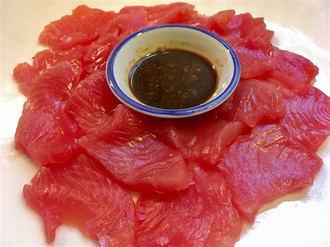 Homemade Sashimi With Yellowfin Tuna I Caught On A Recent Trip