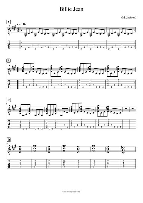 Billie Jean Guitar Tab Music Your Life