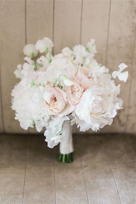 Peonies And Sweet Pea Spring Fine Art Wedding Bouquet White Wedding