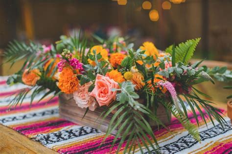 let s taco bout getting married backyard engagement fiesta wedding flower arrangements