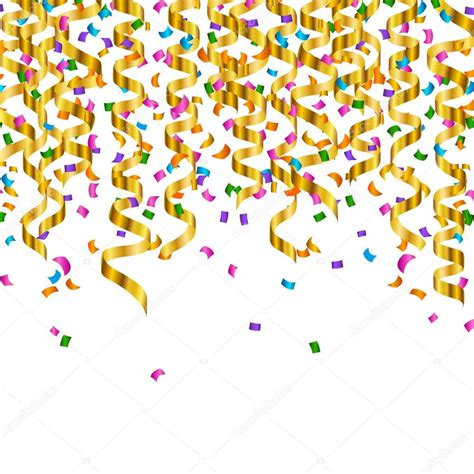 Vector Party Streamers And Colorful Confetti — Stock Vector