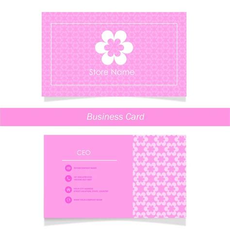 premium vector pink flower business card