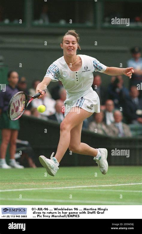 01 Jul 96 Wimbledon 96 Martina Hingis Dives To Return In Her